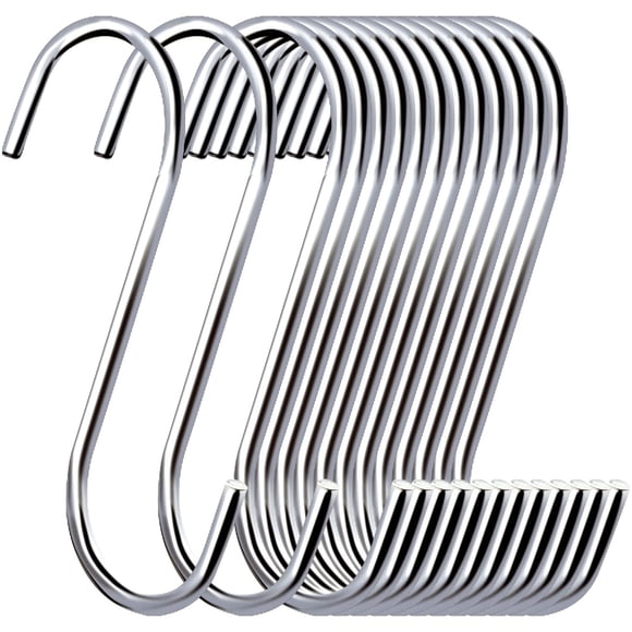 ESFUN Paquete de 30 ganchos de metal en forma de S de 3,7 pulgadas, ganchos en forma de S de acero, perchas para colgar plantas para cocina, cacerolas, ollas, bolsos, bolsos, jeans, joyas, toallas