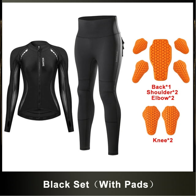 Women Motorcycle Jacket Lady Full Body Armor Set CE Certified Summer Riding Safety Coat Pants Built-in Protective Pads Black Set EU L (ASIA XL)