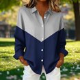 thumbnail image 2 of YUGYXL Women's Button Down Shirts Long Sleeve Trendy Printed Blouses Casual Loose Lapel Collar Tops Fall Fashion Outfit Navy Sweatshirt XXXXXL, 2 of 6