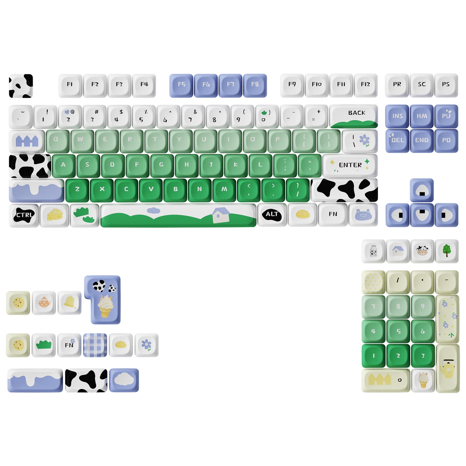 Summer Ranch Keycaps 121 Keys PBT Material MOA Profile DYE-SUB For MX Switch Wooting Mechanical Keyboard Keycaps ISO ANSI Layout