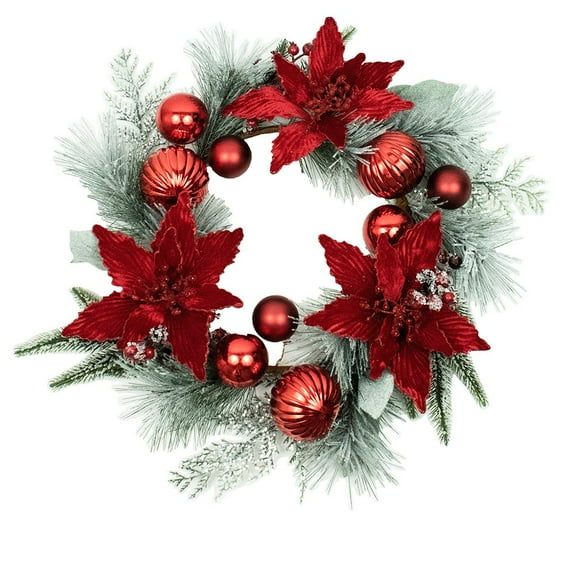 Kurt S. Adler 20-Inch Red Berries and Poinsettia Wreaths, Multi
