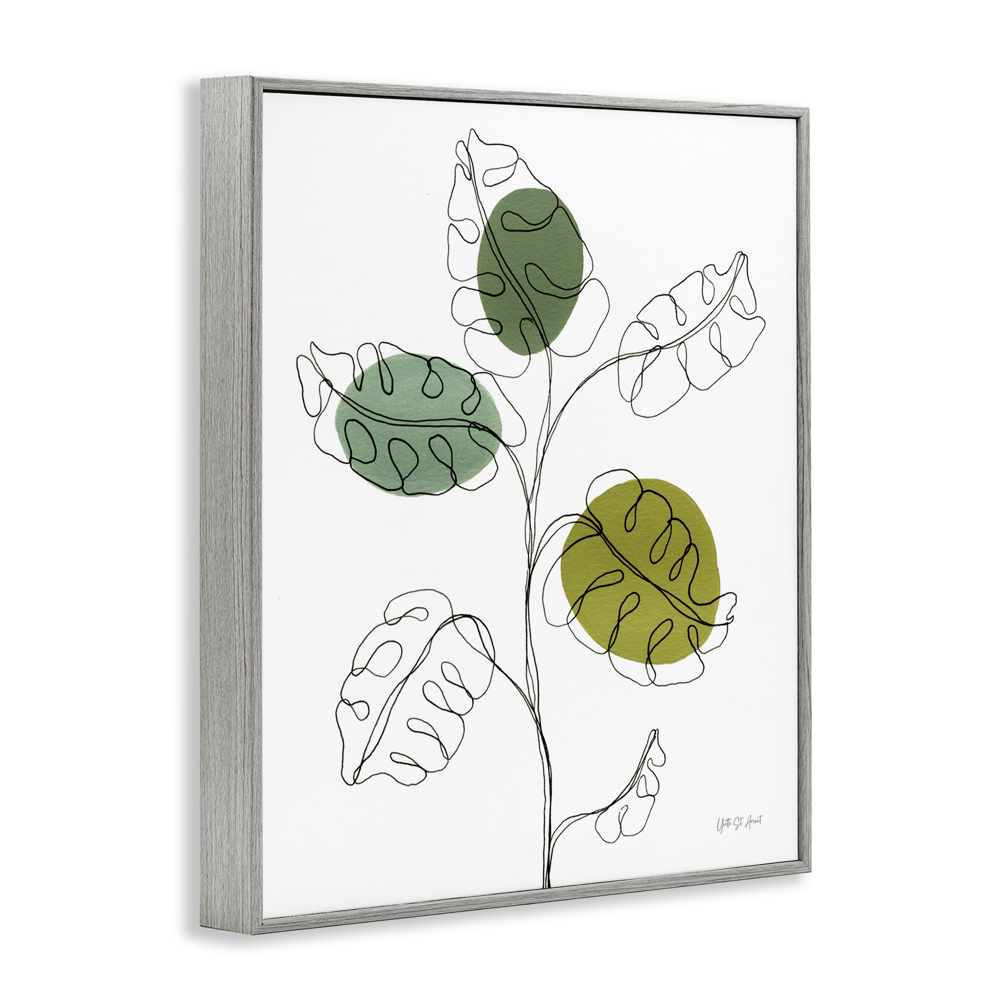 Stupell Industries Modern Garden Leaves Botanical & Floral Painting Gray Framed Art Print Wall Art, 11 x 14
