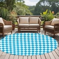 thumbnail image 5 of Blue Diamond Plaid Round Living Room Rugs 8 ft, White Geometric Check Abstract Modern Washable Large Area Rug with Non-Slip Sturdy Edge Binding Round Carpet for Dining Room Kitchen Office, 5 of 9