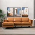 thumbnail image 2 of Pemberly Row Mid-Century Leather Cushion Back Left-Facing Sectional in Tan, 2 of 6