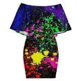 thumbnail image 6 of Wet Paint Retro Color Splash Women's Off The Shoulder Ruffles Summer Wedding Guest Loose Casual Party Beach Dress, 6 of 9