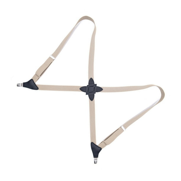 Minnieouse Hombres Mujeres Brace Moda coreana Fácil de combinar Universal Elegante Color sólido Elástico Tirantes traseros con 2 clips Accesorios de disfraces Beige