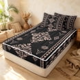 thumbnail image 3 of Erosebridal Southwestern Damask Zipper Twin Comforter Sets with Fitted Sheet and 2 Pillowcases, Retro Aztec Zipper Bedding Set, Black Blush, Black Reversible, 3 of 7
