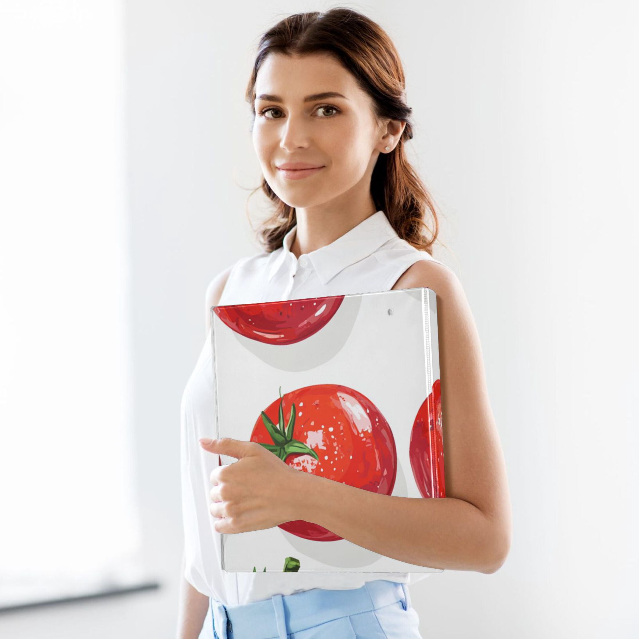 Red Tomatoes 3 Ring Binders 1.5 inch Hardcover File Folders with Interior Pockets A4 Size Organizer for School Office Hospital