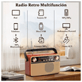 thumbnail image 4 of Radio retro AM/FM/SW/USB/TF/Bluetooth portátil recargable marrón, 4 of 5