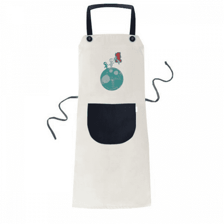 

Universe And Alien Monster On Earth Apron Adjustable Bib Cotton Linen BBQ Kitchen Pocket Pinafore
