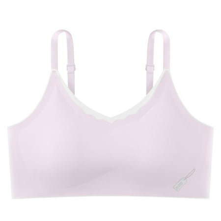 Girls Bras Silky Cute Printed Padded Sports Bra Spaghtti Strap Comfort Summer Cooling Bralette  Purple  12 Years