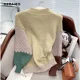 thumbnail image 3 of Suéter holgado de manga larga para mujer, estilo vintage de invierno, con cuello redondo y retazos, estilo informal, 2023, 3 of 5