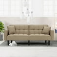 thumbnail image 7 of AVAWING Modern Upholstered Sofa Bed, Convertible Sectional Sofa, Upholstered Futon Linen Tufted Couch w/ 2 Pillows, Apartment, Khaki, 7 of 7