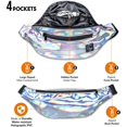 thumbnail image 2 of Fanny Pack for Men Women - Many Prints - Black Holographic   Cute  Bag for  Rave Hiking Running Cycling, 2 of 6
