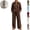 Brown, variant on Womens 2‑Piece Casual Outfit Half‑Zip Collared Top and Wide Leg Pants Set Loose Relaxed Matching Tracksuit for Daily Wear