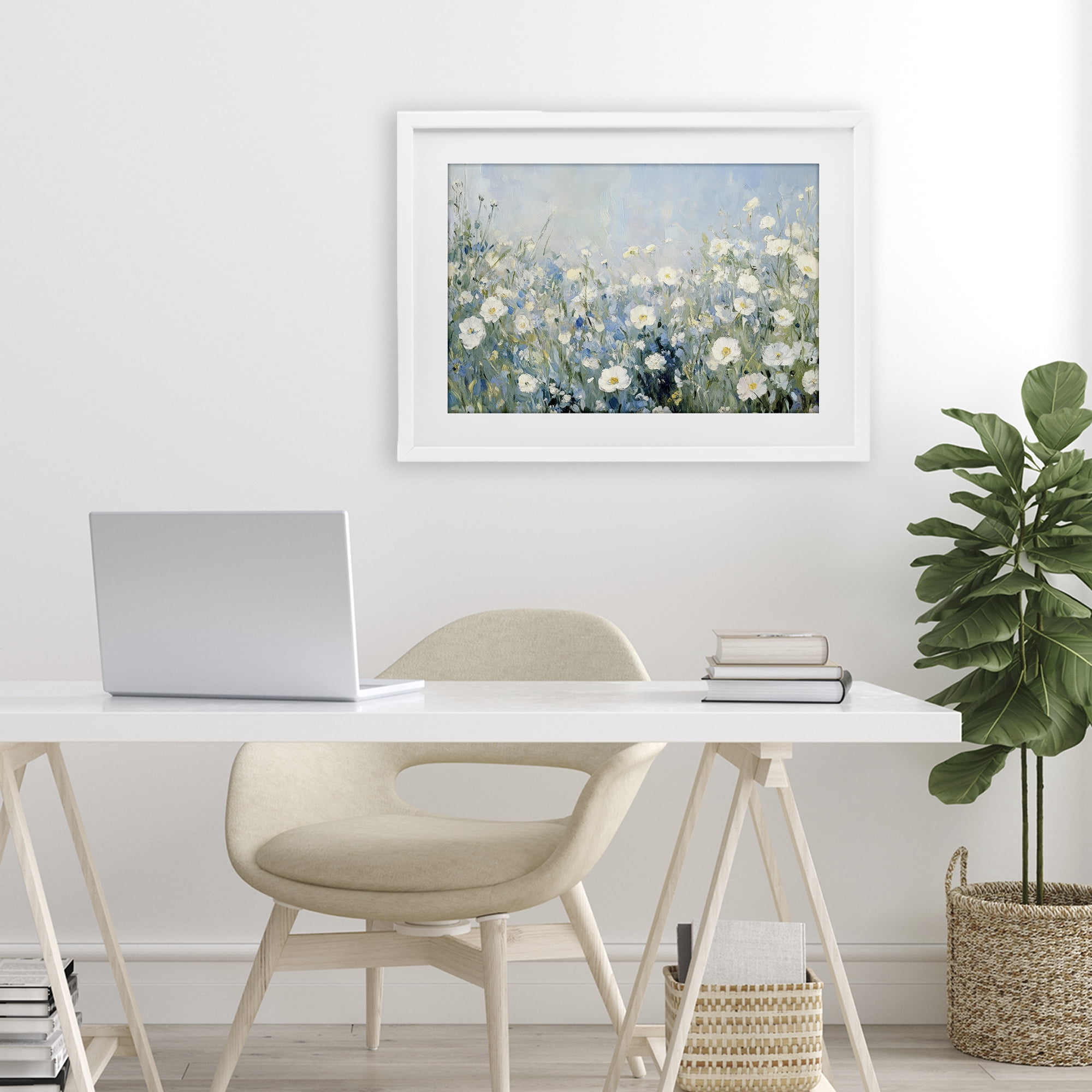 Stupell Industries Meadow Foliage Dream White Framed Print Under Glass, design by Petal Prints Design