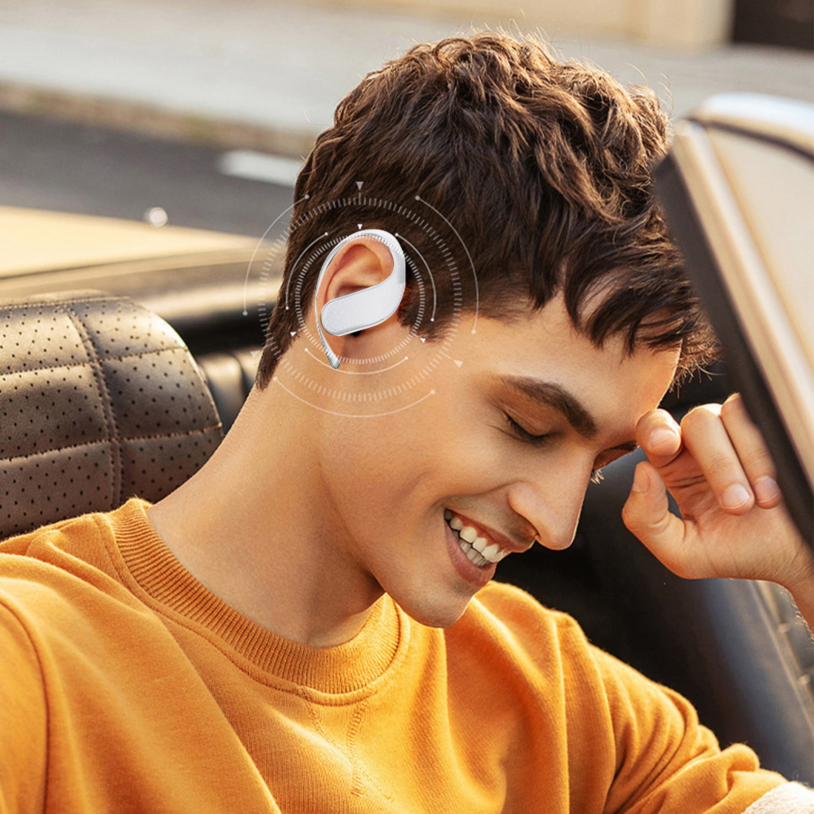 Long Tolerance Wireless Earphones, Leather Patterned Bluetooth Headset — 3.7x2.7x1.4 Inch IP53 Watertight Low Latency Earpieces for Gaming