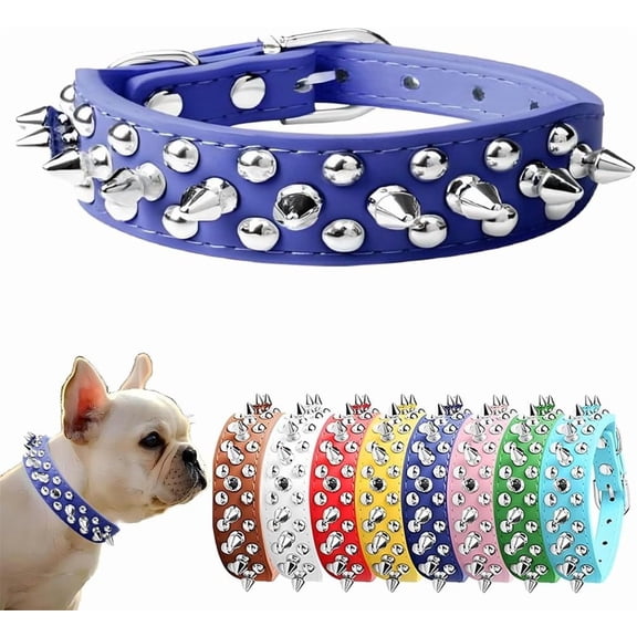 1Pcs Spiked Dog Collar, Female Studded Dog Collar PU Leather Mushrooms Rivet Spike Puppy Collars Adjustable for XXS XS Small Medium Large Dogs and Cats