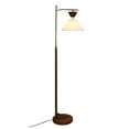 thumbnail image 2 of Modern Brown Floor Lamp - 61" Tall Standing Light with Beige Cone Shade - Living Room & Bedroom Lighting, 2 of 10