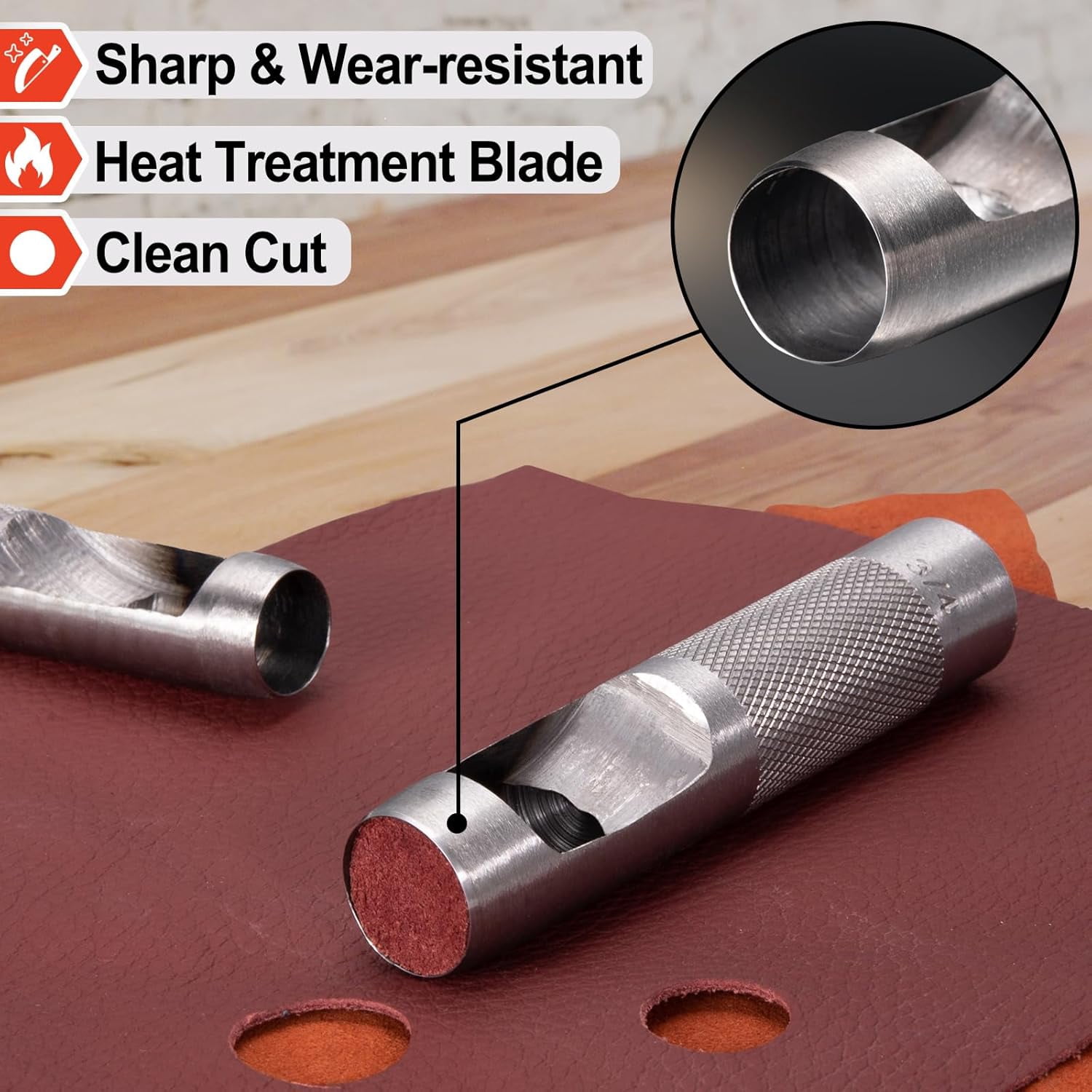 Steel Hollow Leather Punch Set Heavy Duty Round Hole Punch Tool for Watch Cloth Belt Gaskets with Storage Bag