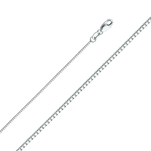 14k White Gold 0.8mm Solid Box Chain Link Necklace 18" Jewelry Female Unisex