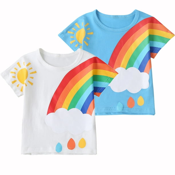 råb op saltet Blive gift Toddler Baby Girls Boy Kids Short Sleeve Rainbow T-Shirt Tops Shirt Clothes  Tees - Walmart.com