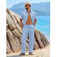 thumbnail image 4 of COOFANDY Mens White Outfit Summer Beach Outfits for Men Casual Short Sleeve Shirts and Pants Sets, 4 of 6