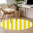 thumbnail image 5 of Yellow Striped Large Area Rugs for Bedroom Living Room, Soft Non Slip Carpet Bedside Rug, Modern Farmhouse Yellow White Stripes Round Floor Cover Kitchen Accent Rug 3' for Dining Room/Office, 5 of 9