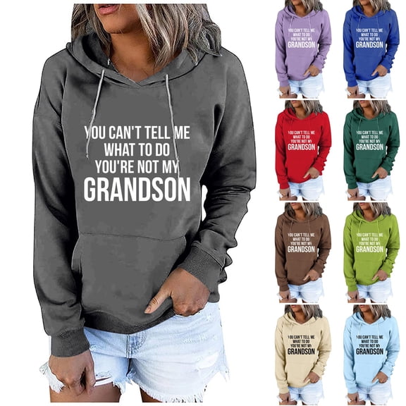 Jinhomg Womens Letter Print Sweatshirt Lightweight Comfy Long Sleeve Drawstring Hoodies Casual Loose Kangaroo Pocket Pullover Tops with Drawstring Army Green XXL