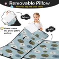 thumbnail image 3 of Geometric Flower and Dahlia Blue Pattern Teens Toddler Nap Mat with Pillow, Sleeping Mat Bag for Preschool Daycare 59"x22", 3 of 6