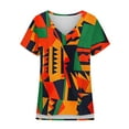thumbnail image 5 of Youyipin Womens Tops Womens Print Shirt African Dashiki Short Sleeve V Neck Loose Tunic Tops Spring Tops For Women, 5 of 5