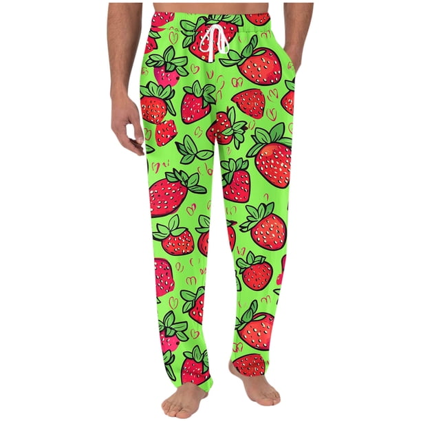 Pantalones largos para hombre con estampado de cintura elástica y bolsillo con cordón, pantalones largos de poliéster para hombre