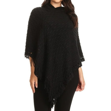 Crochet Tailored Split Corner Bedskirt - BNY Corner Women Plus Size Hoodie Crochet Lace Fringe Knit Pullover Poncho Black 4816 BNY Corner
