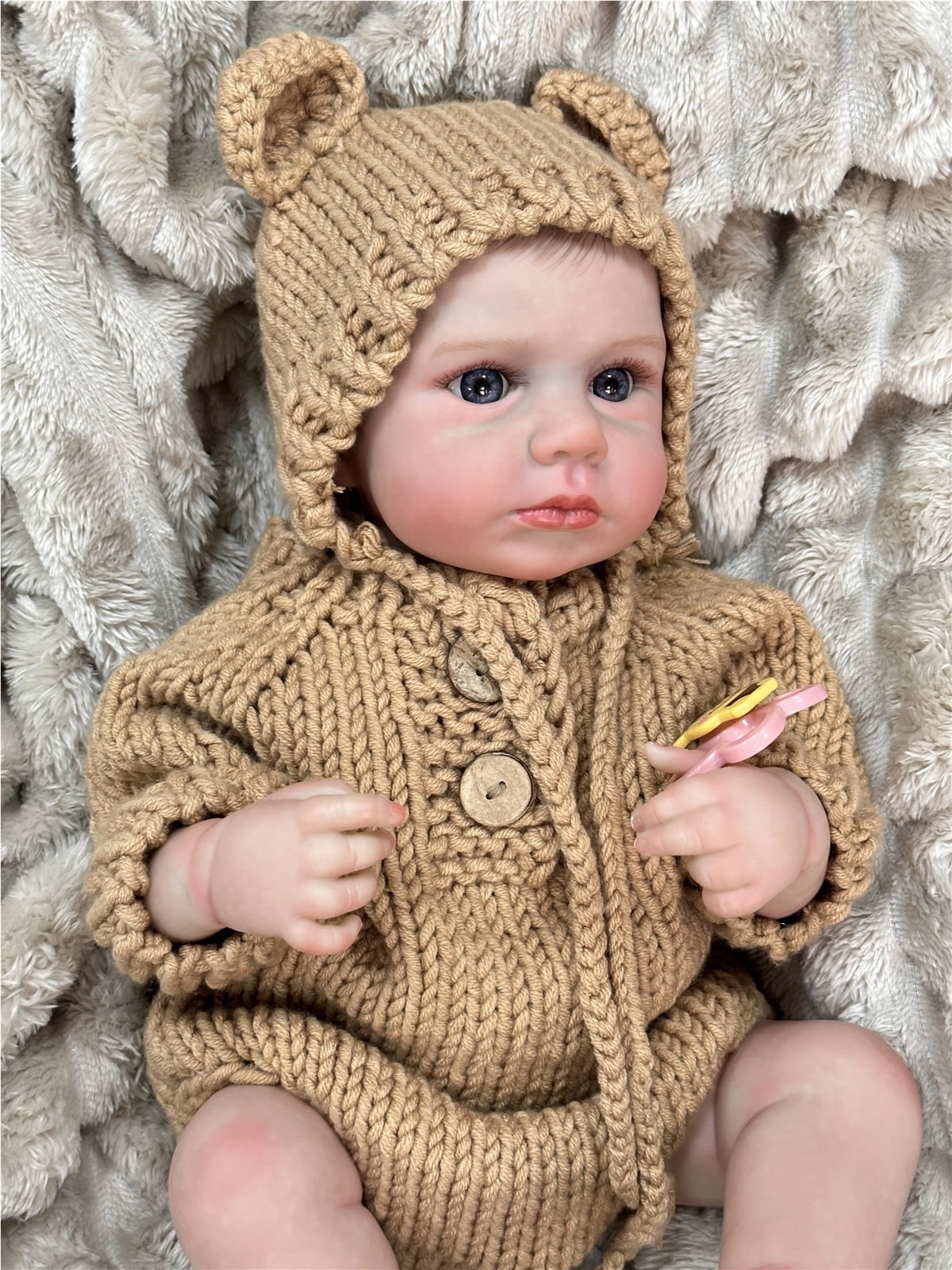 GloTide 50cm/20inch Lifelike Soft Touch Silicone Vinyl Toddler Doll Boy Lovely Reborn Awake With Soft Hair Baby Dolls