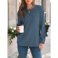 thumbnail image 2 of SHIBEVER Long Sleeve Shirts for Women Fall Womens Tops Crew Neck Shirts for Women with Pocket Pullover Basic Winter Clothes Trendy Blue L, 2 of 10