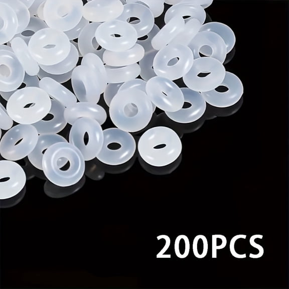 200pcs Silicone Rubber Rings with 2mm Hole - Transparent White & Black DIY Jewelry Making Accessories for Bracelets, Necklaces, Earrings - Durable & Versatile Crafting Supplies