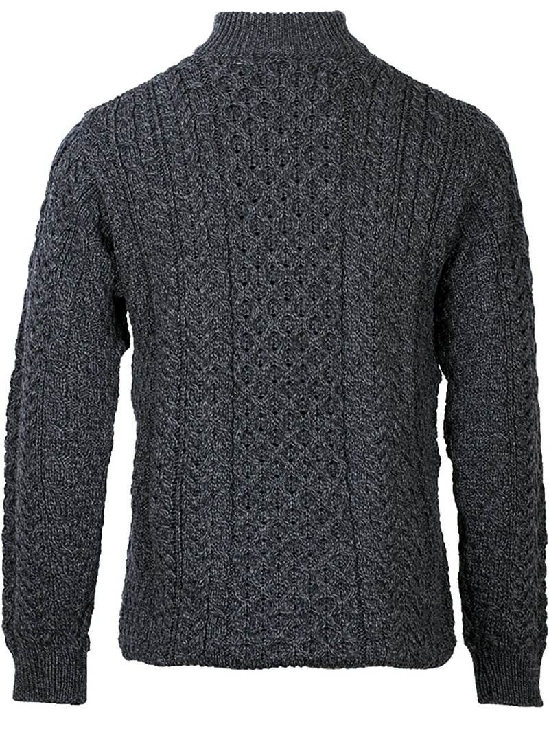 Aran Men's Merino Wool 1/4 Zipper Sweater Irish Traditional Cable