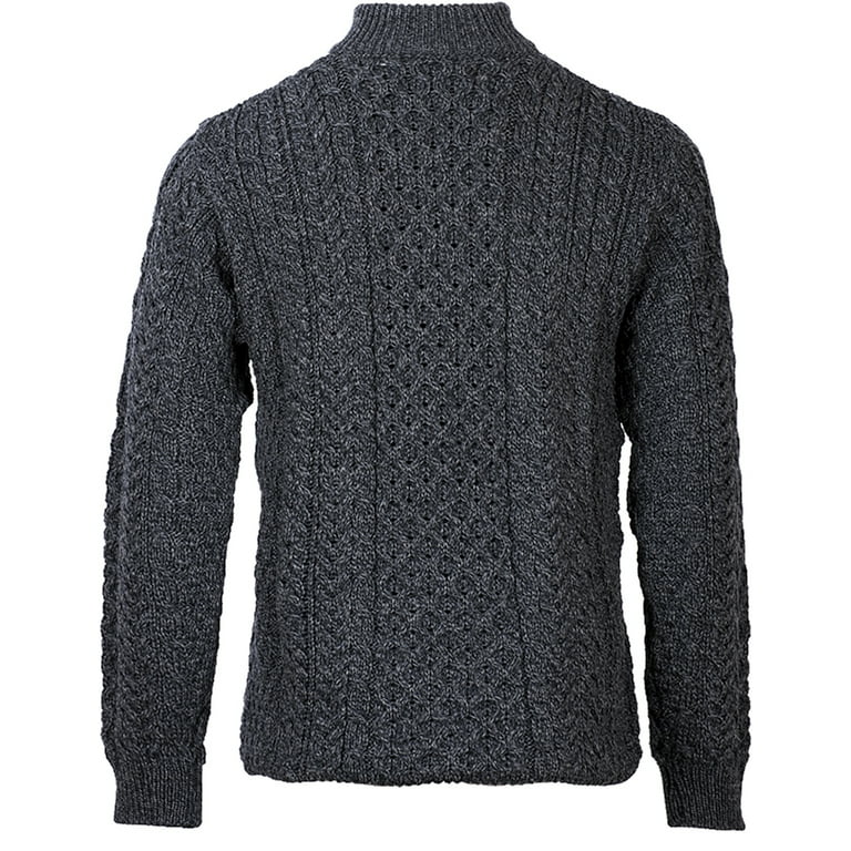 Merino Wool Raglan Sweater with Elbow Patches - Charcoal - Men's