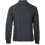 Aran Mens Merino Wool 1/4 Zipper Sweater Irish Traditional Cable Knitted Pullover Made in Ireland