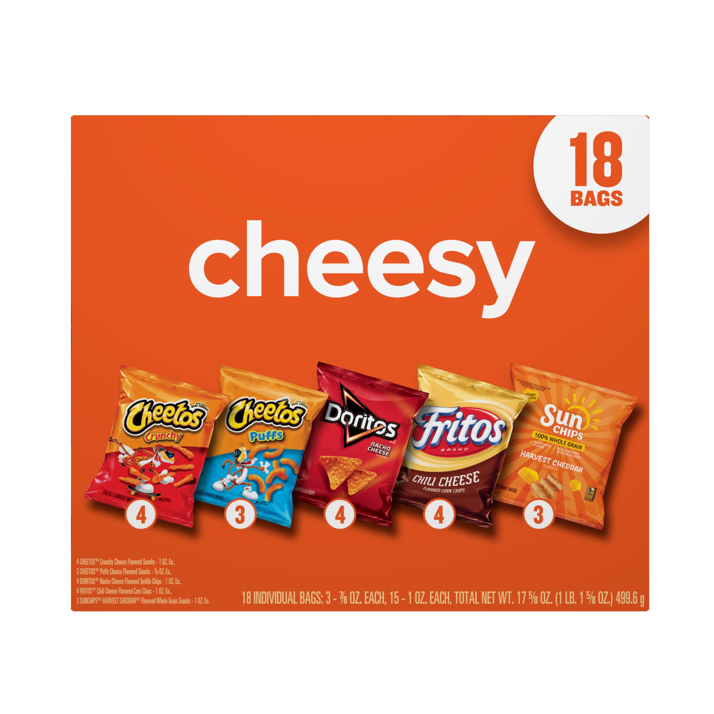 Frito-Lay Cheesy Snack Chips Variety pack, 18 Count Multipack Box