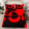 thumbnail image 1 of Erosebridal Abstract Geometry Fitted Sheet Set Full, Black Red Bedding Full Size, Modern Minimalism Decor（No Top Sheet）, 1 of 6