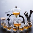 thumbnail image 4 of Juego de té semiautomático de vidrio de borosilicato para uso perezoso, para recepción en el hogar, juego de té de vidrio para oficina, 4 of 5
