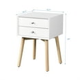 thumbnail image 2 of Bedside Table with 2 Drawer and Rubber Wood Legs, Modern Storage Cabinet Nightstand with Button Handle for Bedroom Living Room Furniture, Easy Assembly, Space Saving, White, 2 of 7