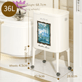 thumbnail image 3 of Mrbin 36L/9.5gal Metal Kitchen Trash Can with Wheel Legs, Slim Pet Proof Garbage Can, Tall Narrow Waste Basket for Bathroom, Water Lily, 3 of 7