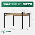 thumbnail image 4 of Clouddwell 12x10 ft Outdoor Pergola with Retractable Canopy, Heavy-Duty Metal Frame Patio Pergola for Backyard & Garden, UV Protection Sun Shade, Khaki, 4 of 9