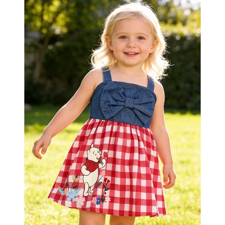 Disney Winnie the Pooh Baby Girls Dresses Graphic Sleeveless Denim Outfits  Clothes for Little Girl Sizes 3M-5T Blue - Walmart.com