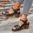 thumbnail image 5 of IWRICH Low Chunky Heels for Women ​dressy Wedge Platform Sandals ​summer Casual Footwear ​with Adjustable Straps Black 9.5, 5 of 9