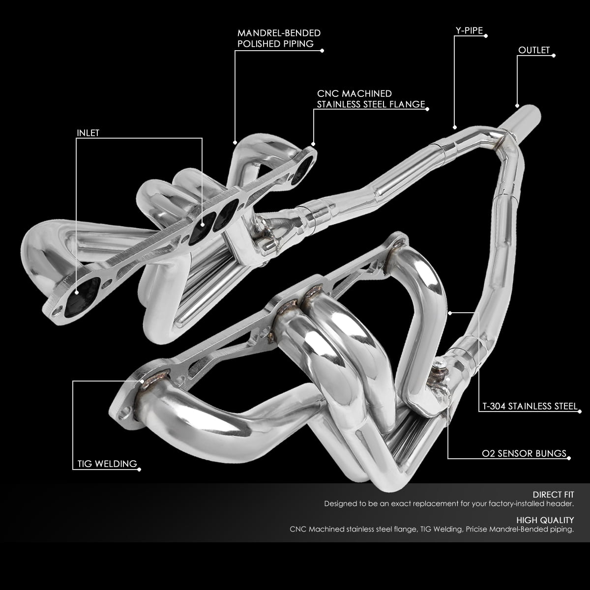 FOR 82-92 CAMARO//FIRBIRD V8 SBC AUTOMATIC AT LONG TUBE TRI-Y EXHAUST HEADER KIT