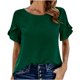 thumbnail image 1 of Top de cuello redondo de manga corta con encaje de color liso para primavera y verano para mujer OAVQHLG3B Store  lin121212, 1 of 5