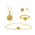 thumbnail image 2 of K-KED 24K Yellow Gold Plated Delicate Jewelry Sugar Cube Womens Necklace Bracelet Ring Earrings-4 pieces Delicate Jewelry Set, 2 of 9